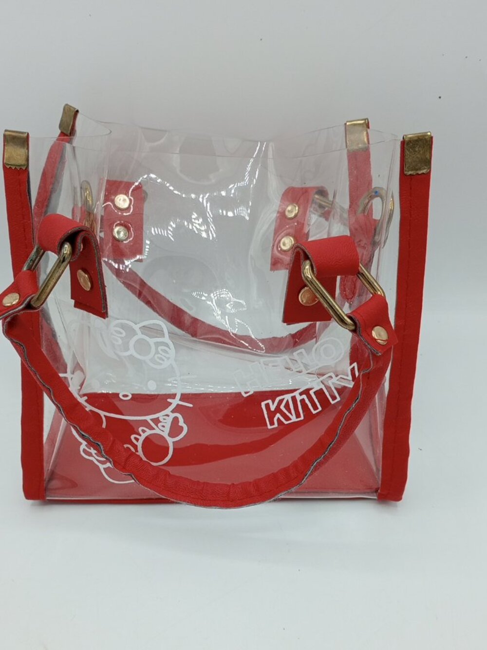 Hello Kitty Clear Plastic Red Trim Tote Sanrio Beach Lunchbreak School Toys